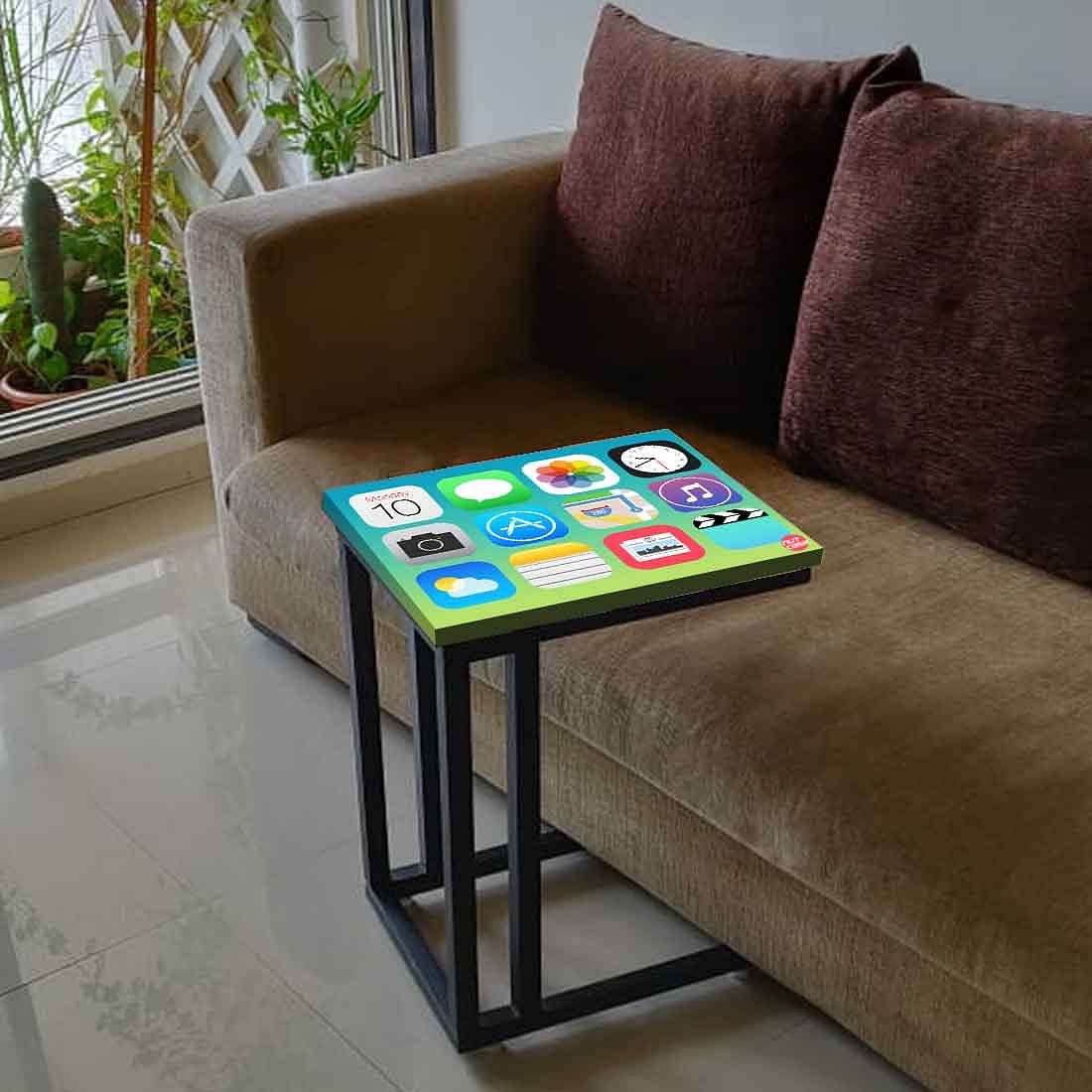 Designer Black Metal C Table -  Icons