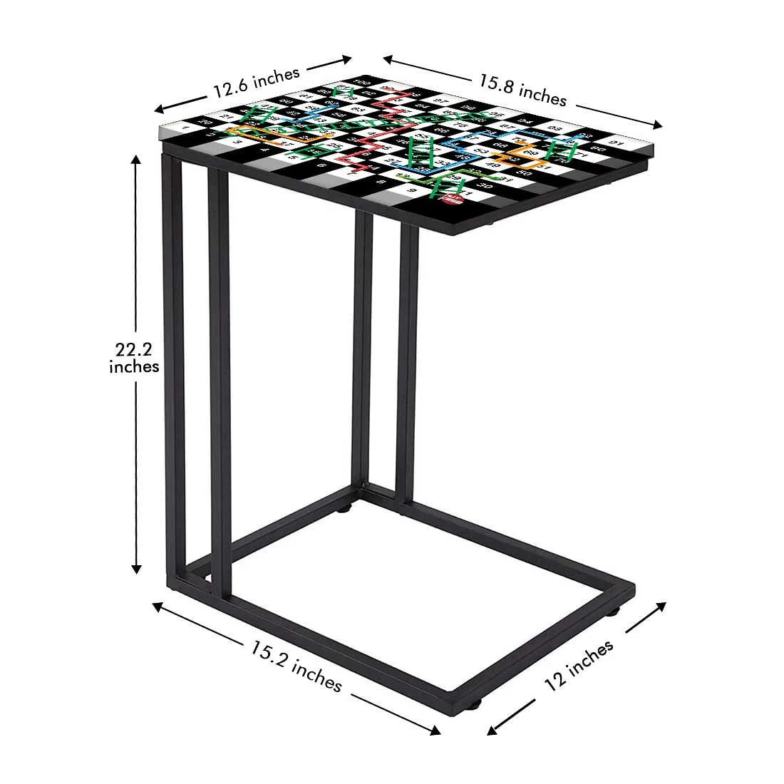 C Shaped End Table -  Black Snakes Ladder Game - Image 5