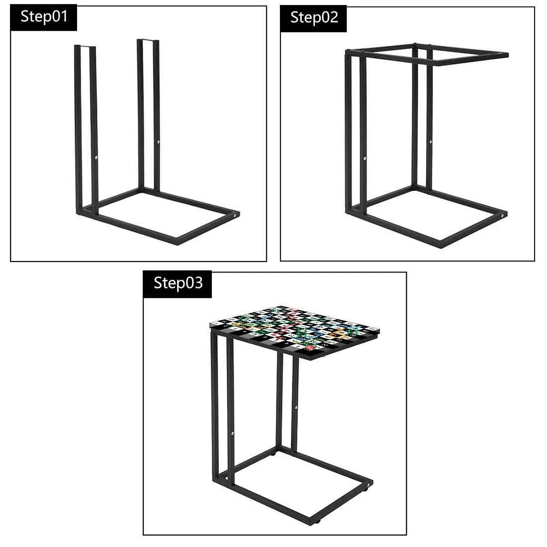 C Shaped End Table -  Black Snakes Ladder Game - Image 7