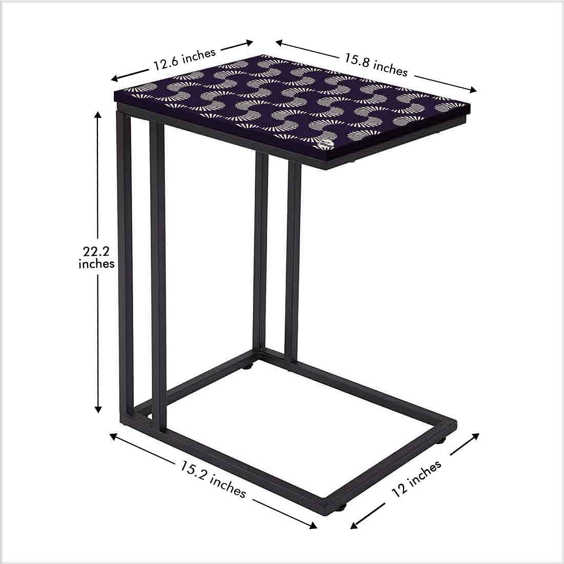 Designer Black C Side Table - Purple Retro Pattern - Image 5