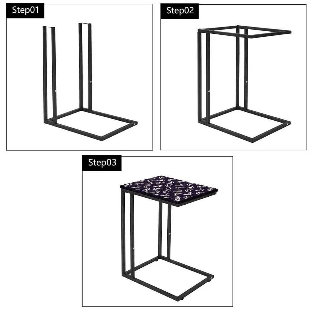 Designer Black C Side Table - Purple Retro Pattern - Image 7