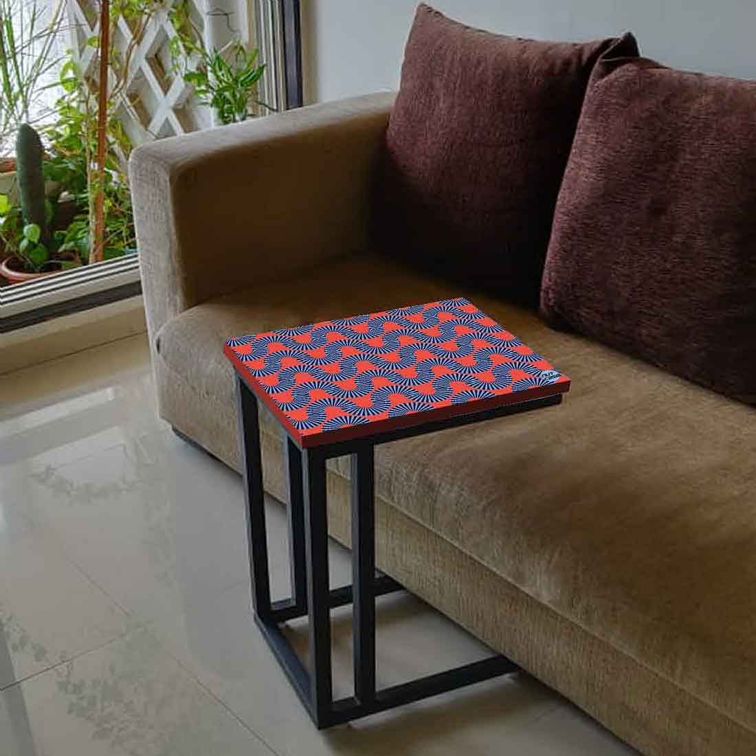 C Shaped End Table For Sofa - Orange Retro Pattern