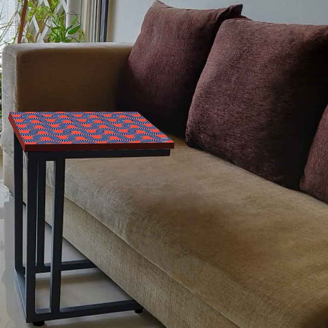C Shaped End Table For Sofa - Orange Retro Pattern - Image 3