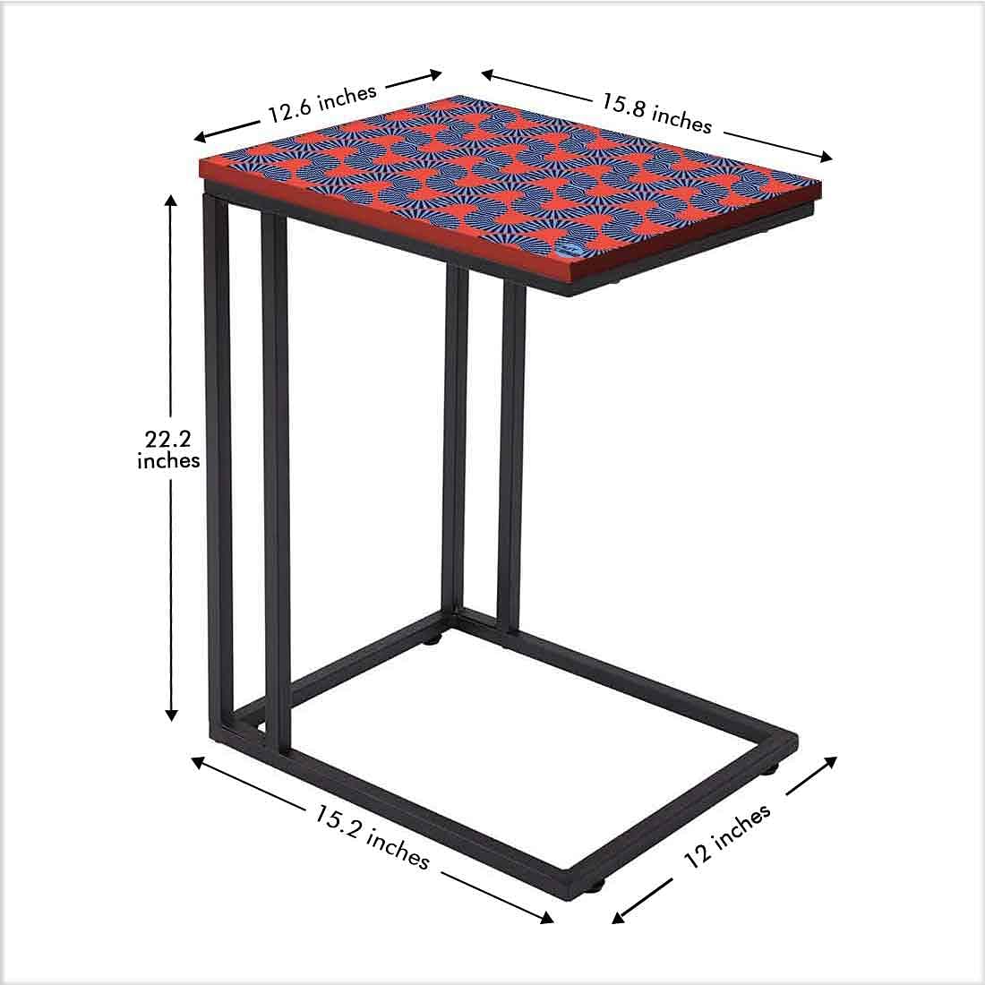 C Shaped End Table For Sofa - Orange Retro Pattern - Image 5