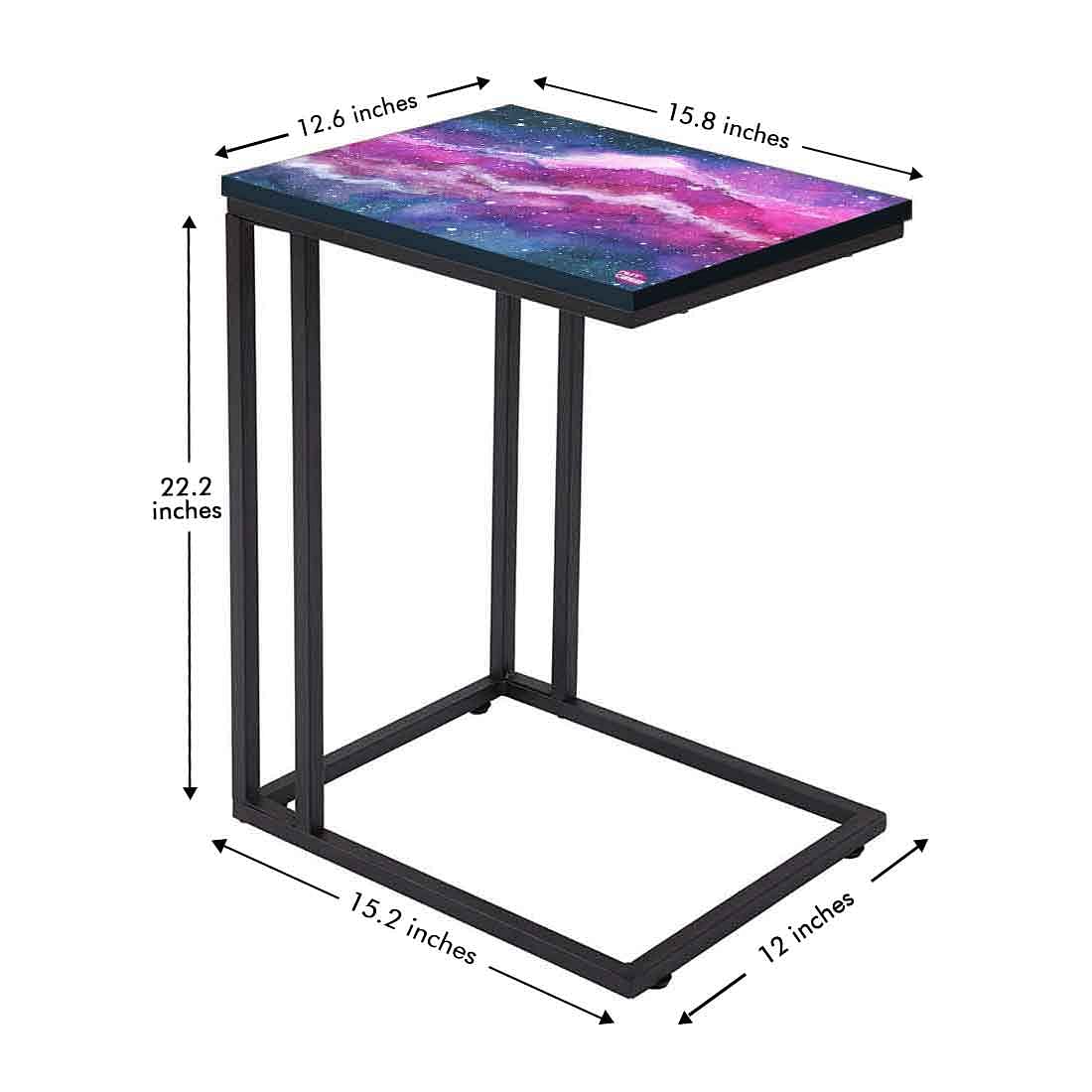 Beautiful Black C Shaped Table - Space Purple Watercolor - Image 5
