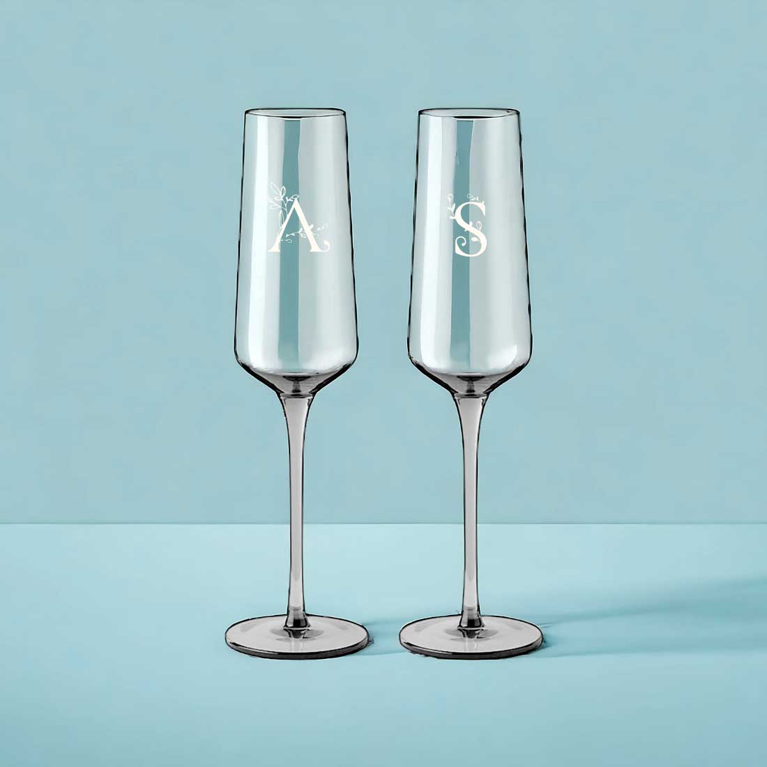 Engraved Champagne Glass with Initial - Premium Champagne Flutes - Image 4