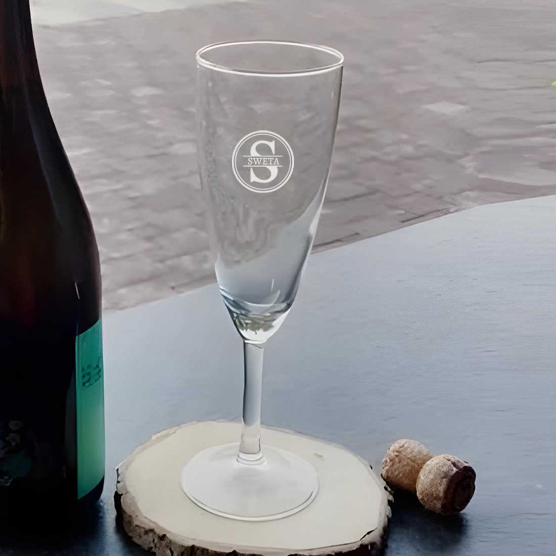 Engraved Champagne Glasses with Name - Personalized Flute Glassware - Image 2