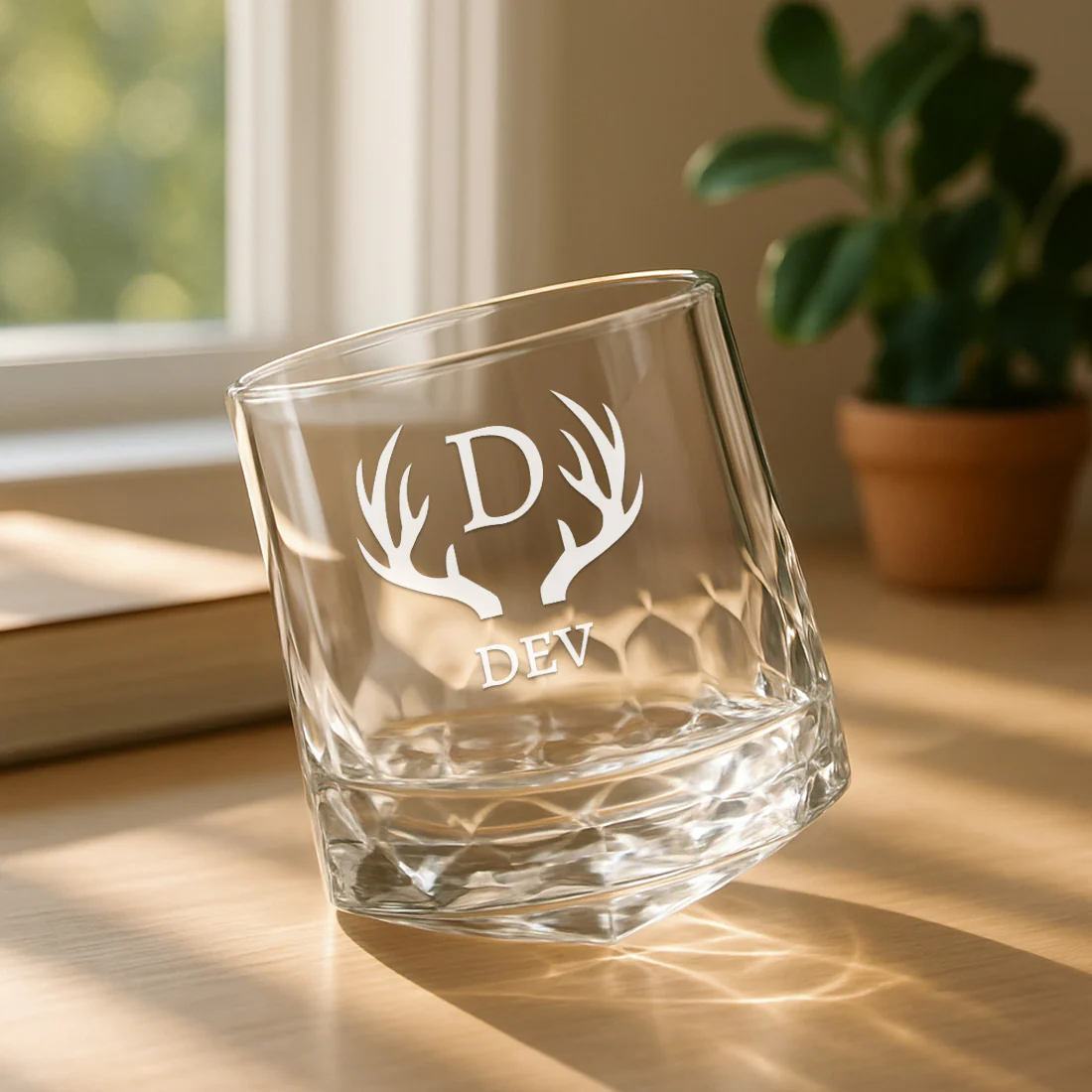 Engraved Whiskey Glass with Name – Set of 2 Rotating Diamond Whisky Glasses for Gifting - Image 2