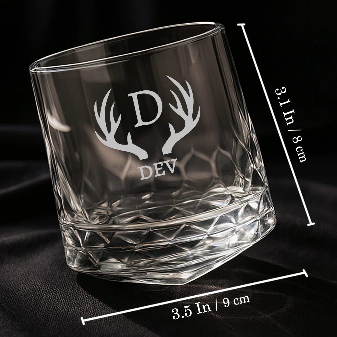 Engraved Whiskey Glass with Name – Set of 2 Rotating Diamond Whisky Glasses for Gifting - Image 4