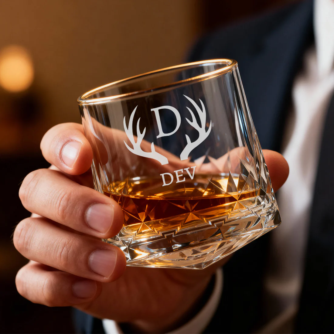 Engraved Whiskey Glass with Name – Set of 2 Rotating Diamond Whisky Glasses for Gifting - Image 5