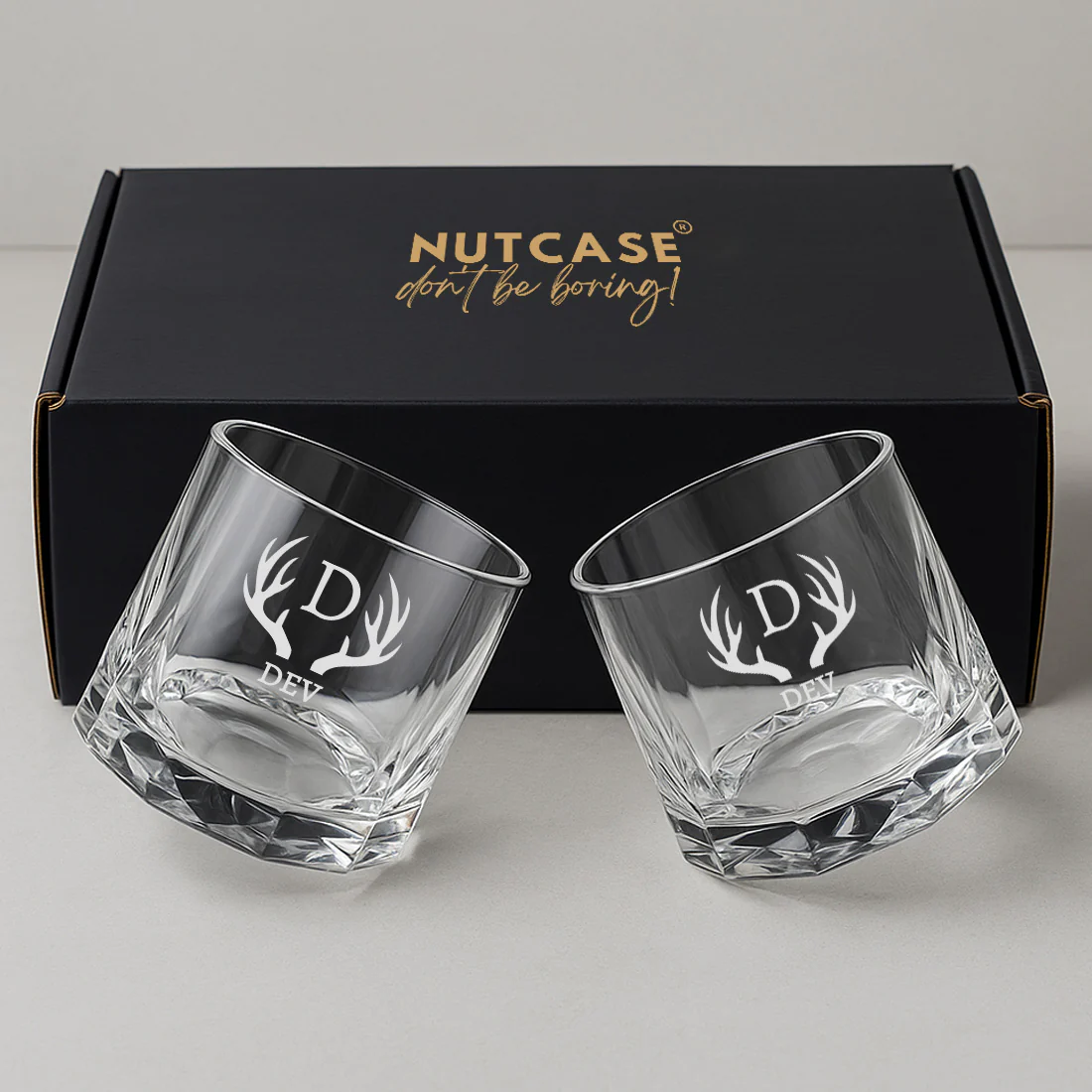 Engraved Whiskey Glass with Name – Set of 2 Rotating Diamond Whisky Glasses for Gifting - Image 7