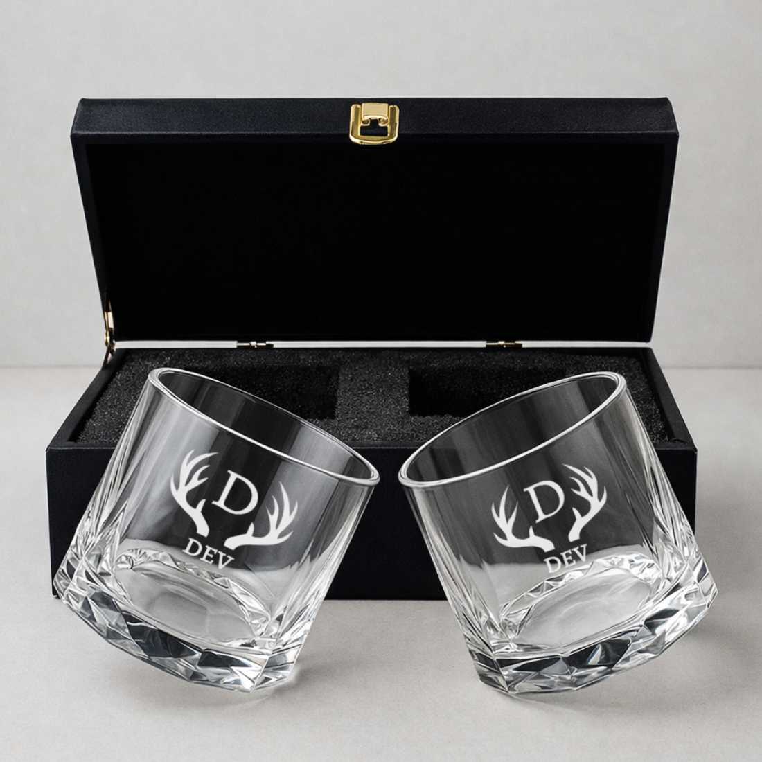 Engraved Whiskey Glass with Name – Set of 2 Rotating Diamond Whisky Glasses for Gifting - Image 8