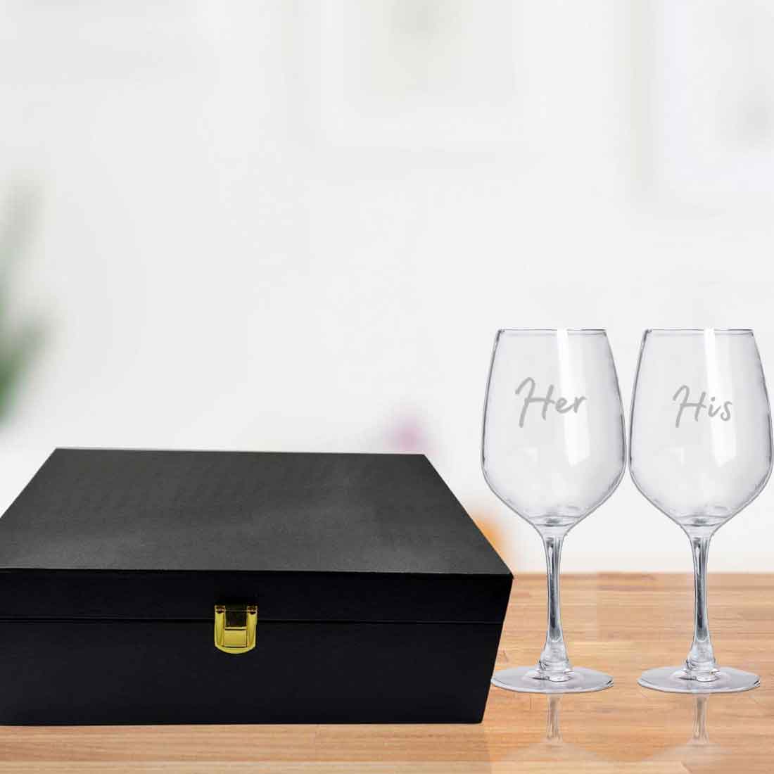 Engraved Wine Glasses for Couples Anniversary Gift Ideas for Couples - His & Her - Image 5