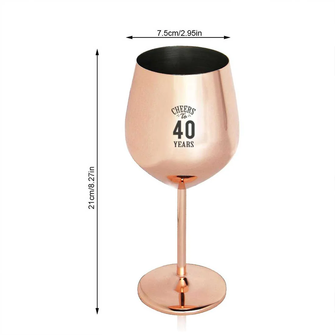 Engraved Wine Glasses Unbreakable Stainless Steel Wine Glass Copper Finish Goblets - Cheers to Years - Image 8
