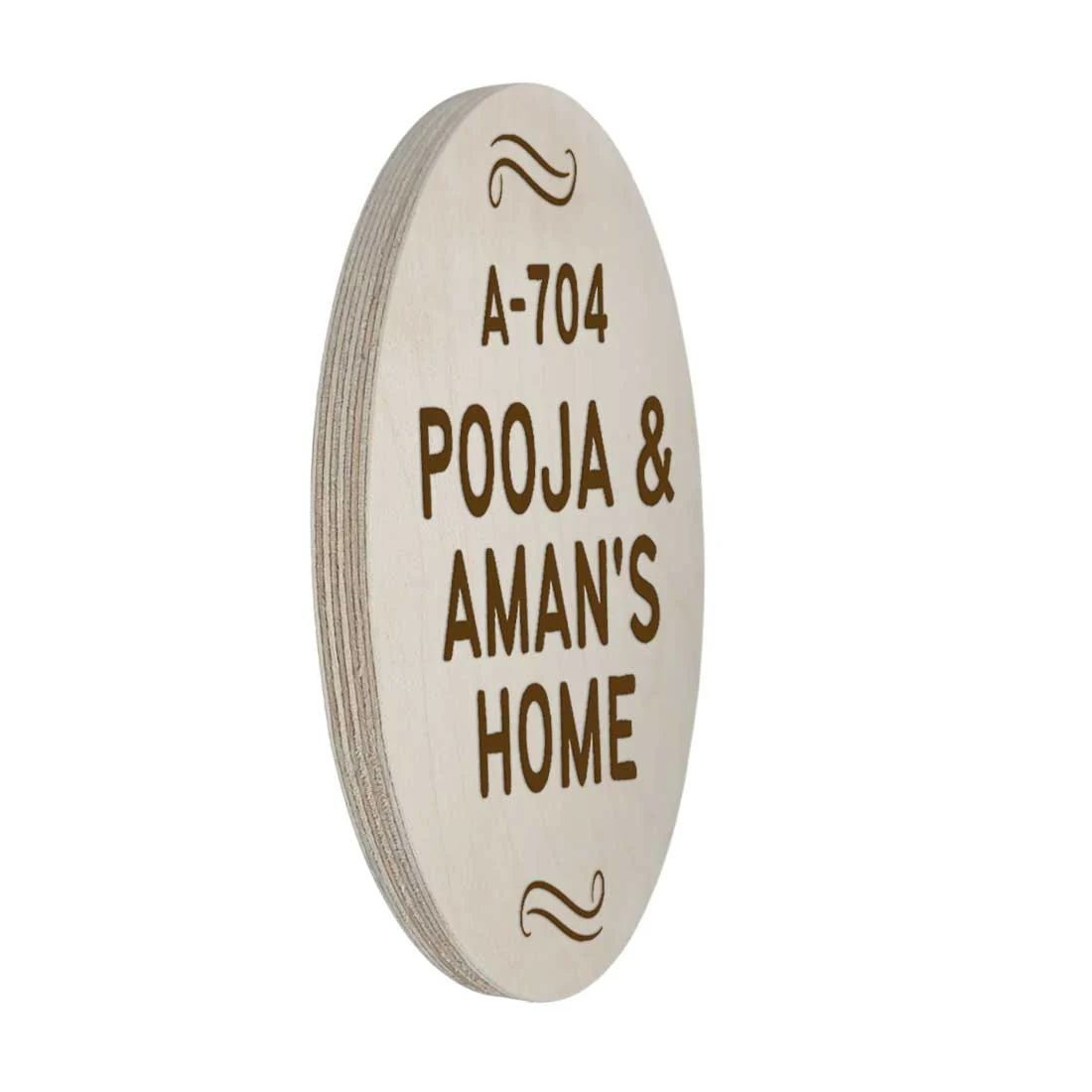 Engraved Wooden Name Plate for Home Flat Bungalows-Round - Image 4