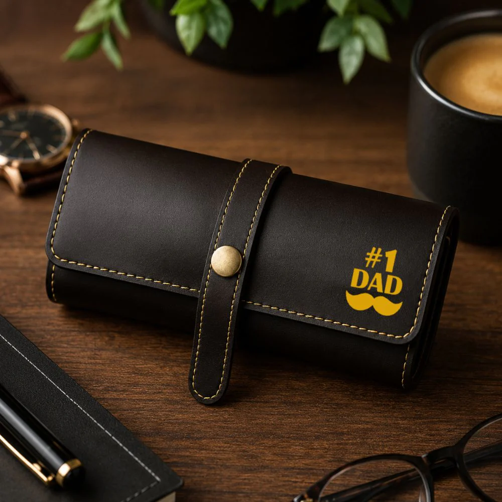 Father's Day Gift Hamper | Includes 10 slot watch box, Men’s Wallet, Sunglass Case and Black Pen - Image 4