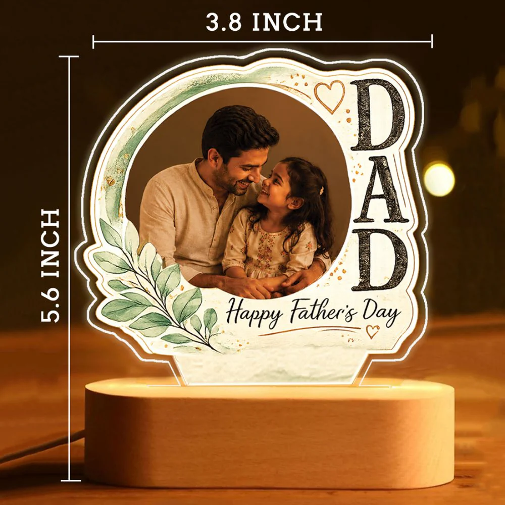 Father's Day Photo Lamp | Custom LED Night Light with Wooden Base - Image 4
