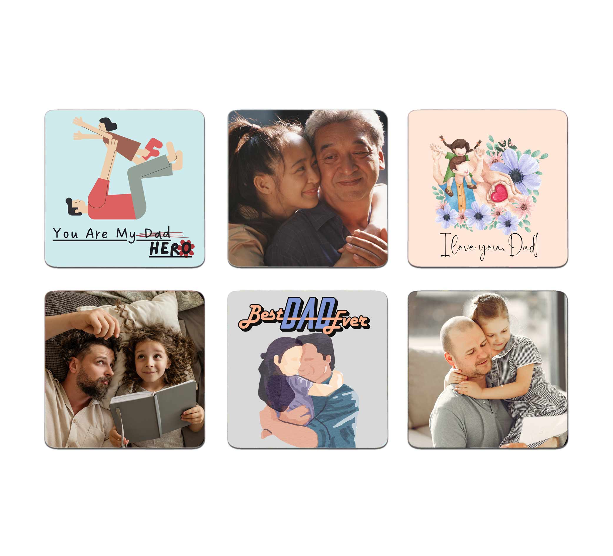 Fathers Day Presents for Day Custom Photo Magnet Collage Set Of 6 - Image 2