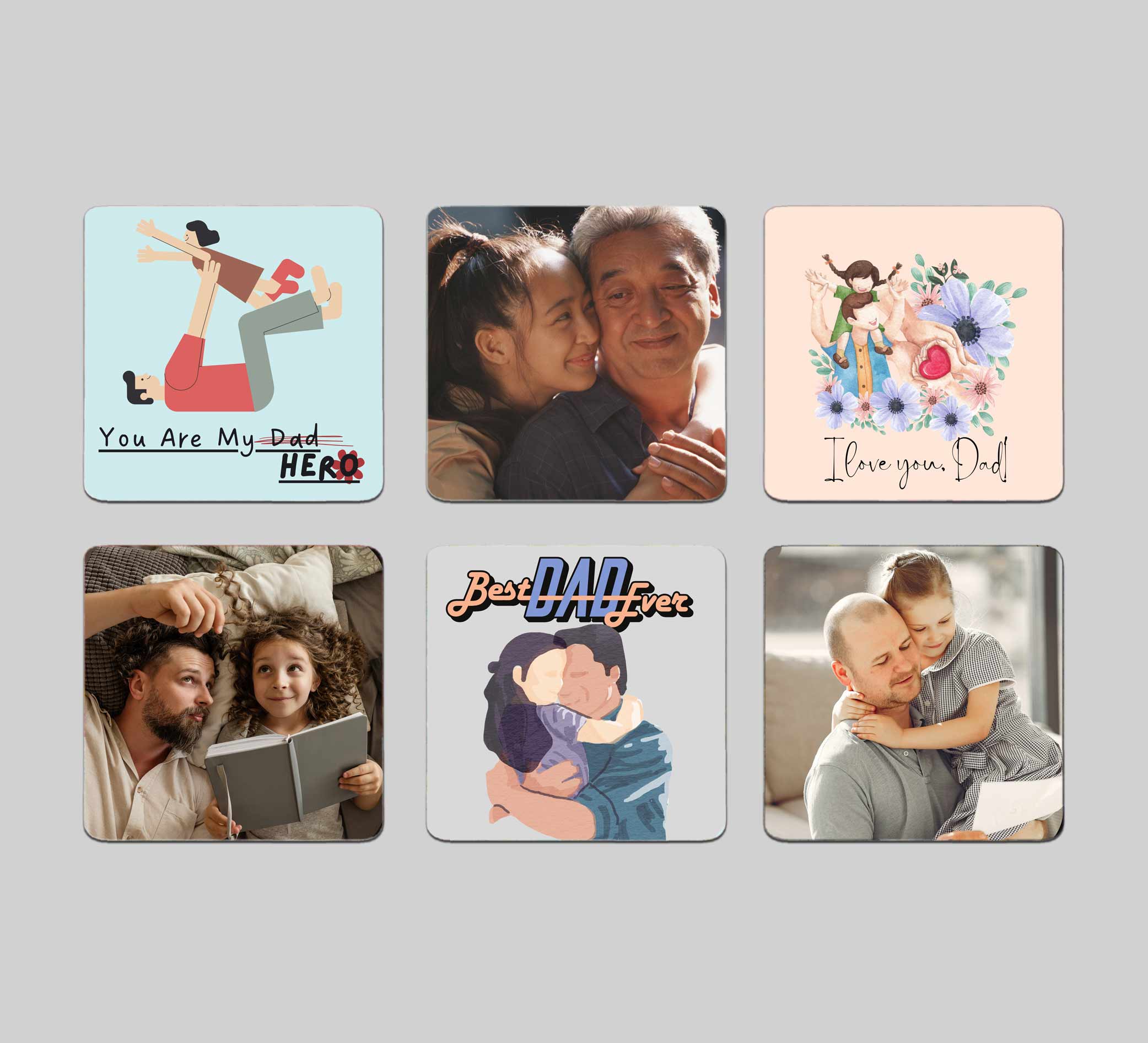 Fathers Day Presents for Day Custom Photo Magnet Collage Set Of 6 - Image 3