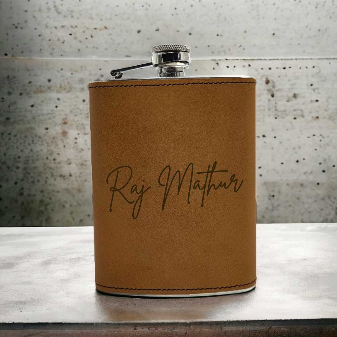 Custom Faux Leather Alcohol Flask With Funnel Engraved Hip Flasks - Signature from 220 to 290mls