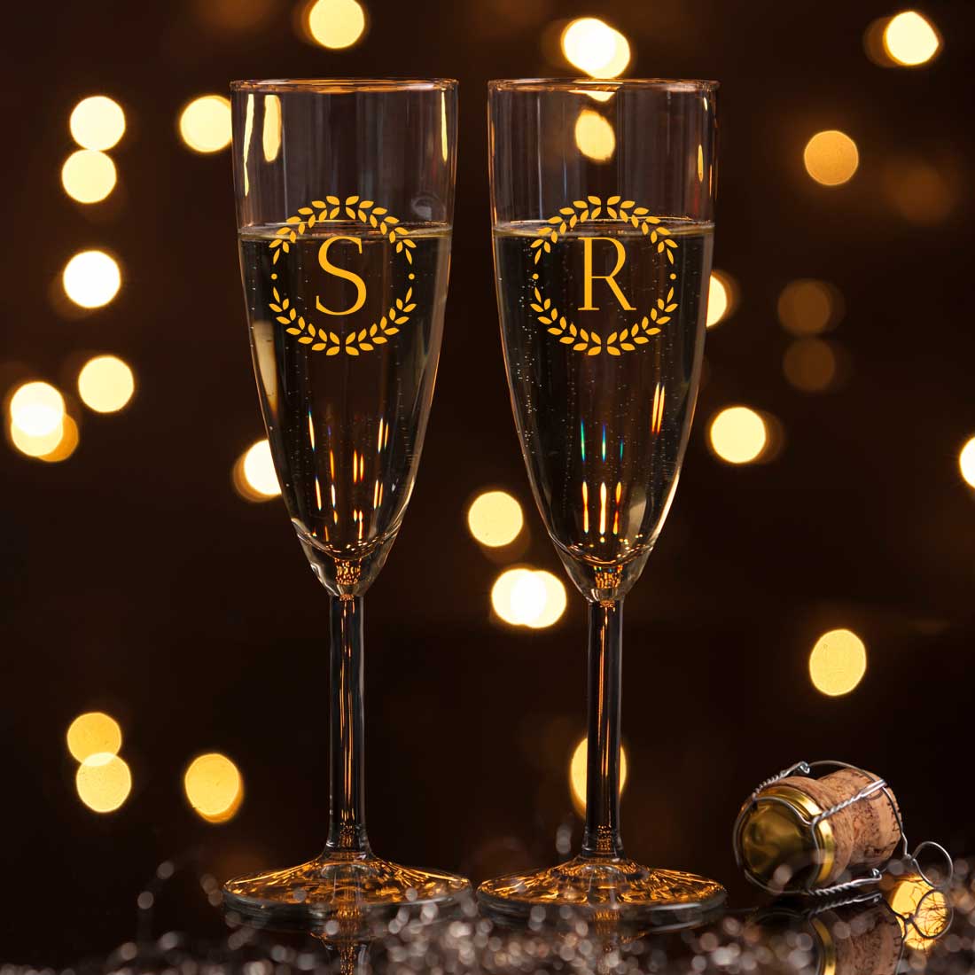 Custom Champagne Flute Glass Set of 2 with Gift Box - Available in Black / Pink Boxes - Image 10
