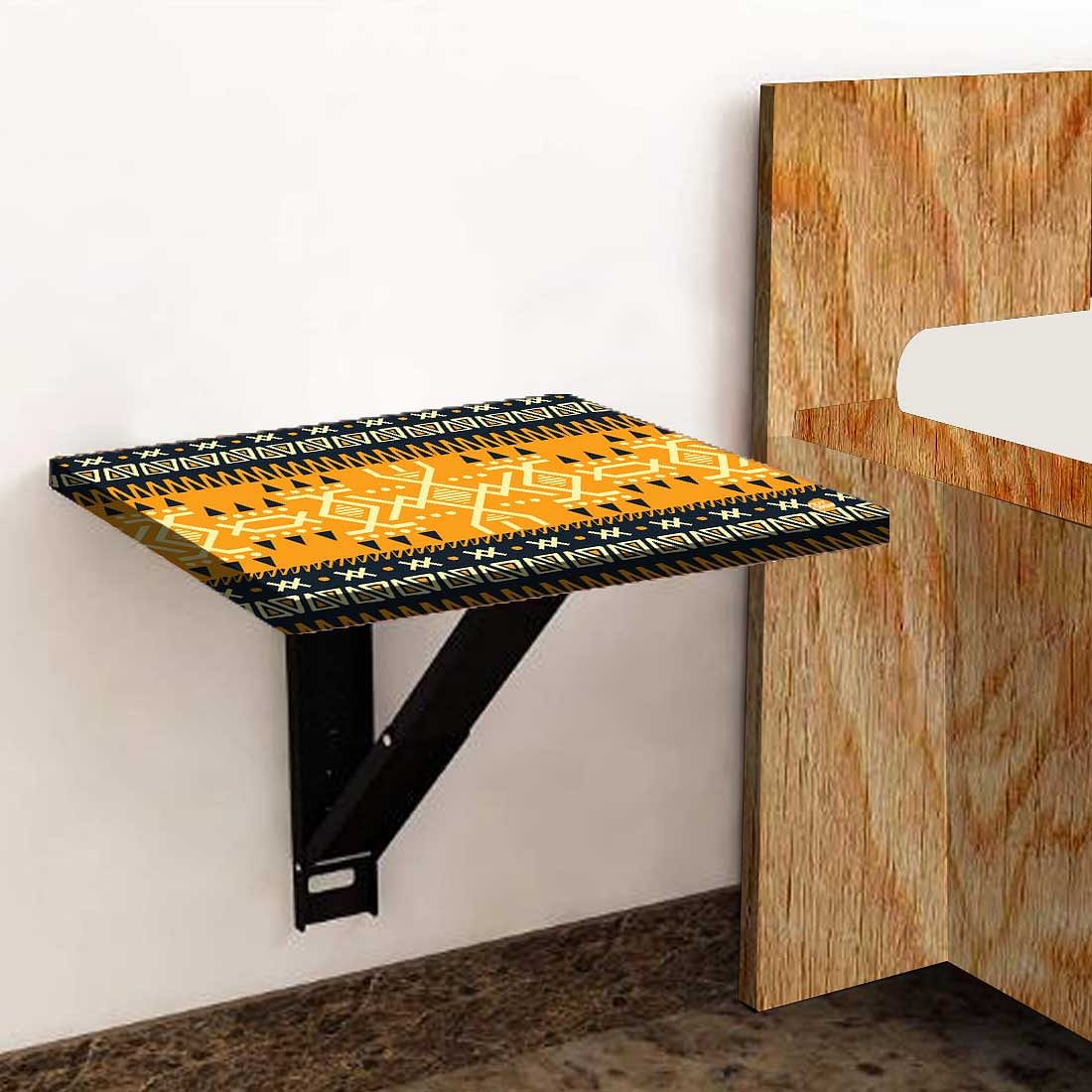 Folding Wall Mount Bedside Table - Mexican Pattern