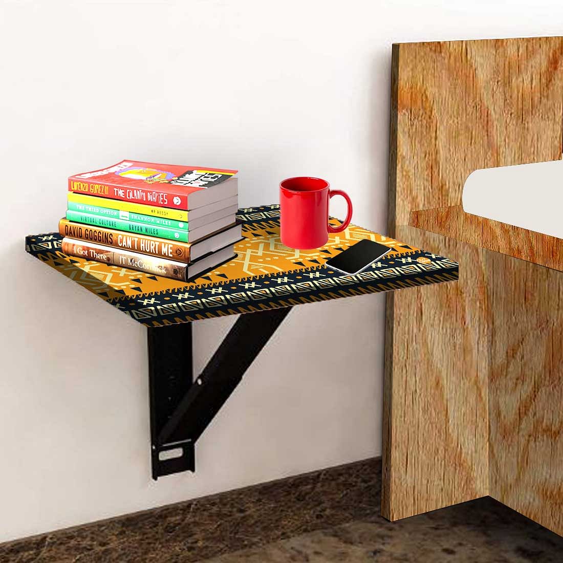 Folding Wall Mount Bedside Table - Mexican Pattern - Image 3
