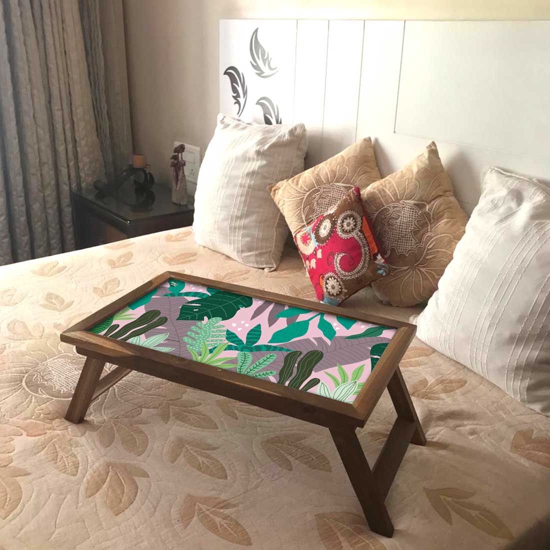 Wooden Designer Laptop Desk for Home Bed Tray Breakfast Table - Tropical