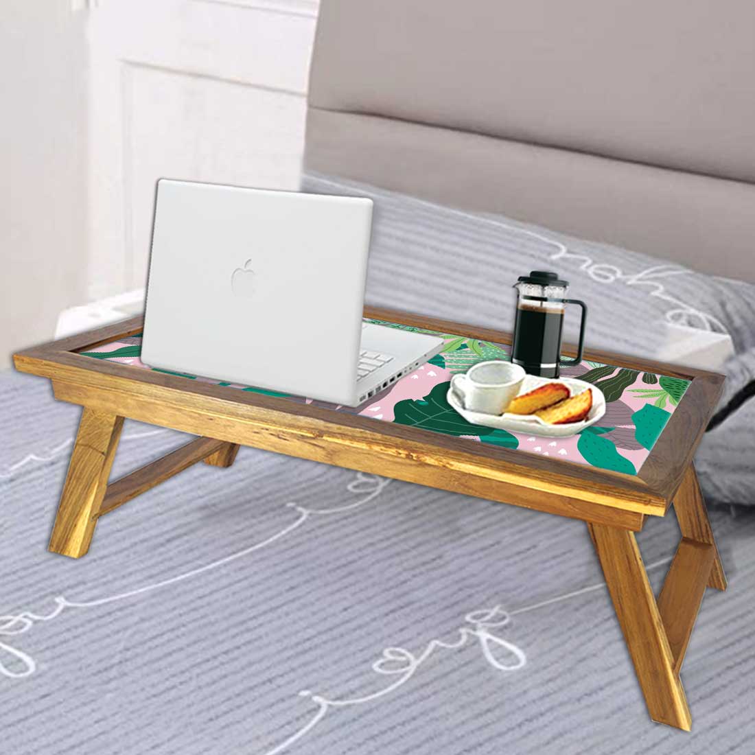 Wooden Designer Laptop Desk for Home Bed Tray Breakfast Table - Tropical - Image 4