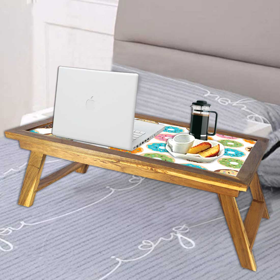 Kids Breakfast in Bed Tray With Legs for Bedroom Breakfast Table - Doughnut - Image 4