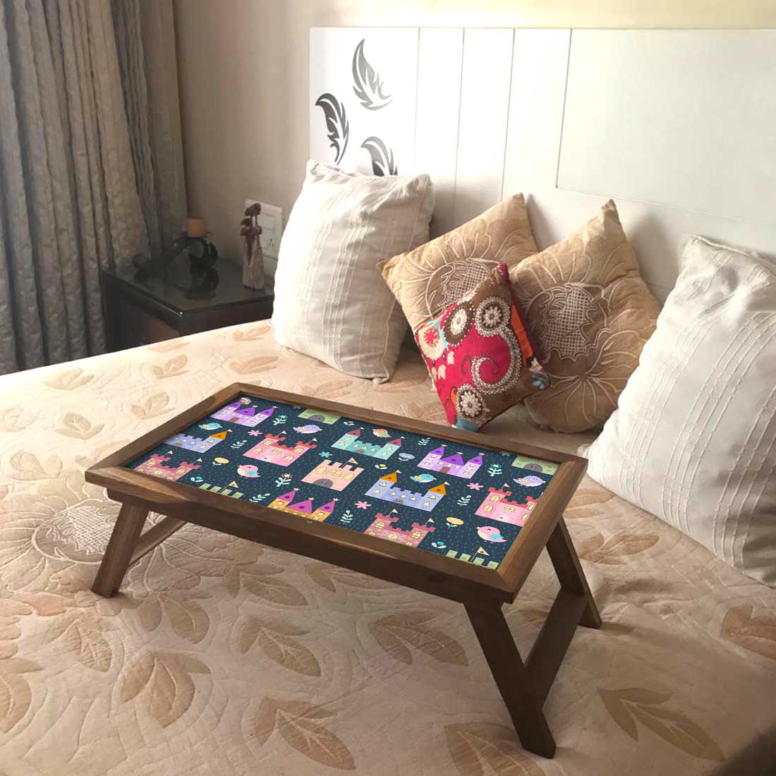 Folding Wooden Food Tray for Bed Breakfast Table Study Desk - Palace