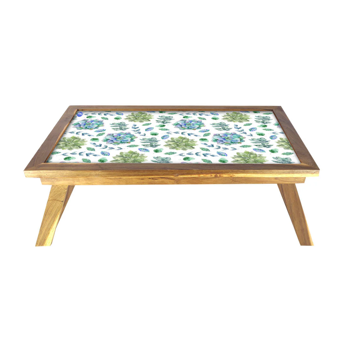 Wooden Tray Table for Bed Study Reading Tables - Green Flower - Image 2