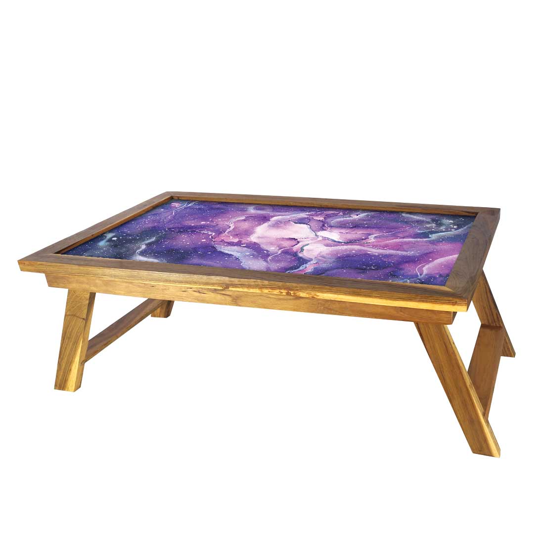 Wooden Eating Tray for Bed Breakfast Table Study Desk - Space Dark Purple - Image 3