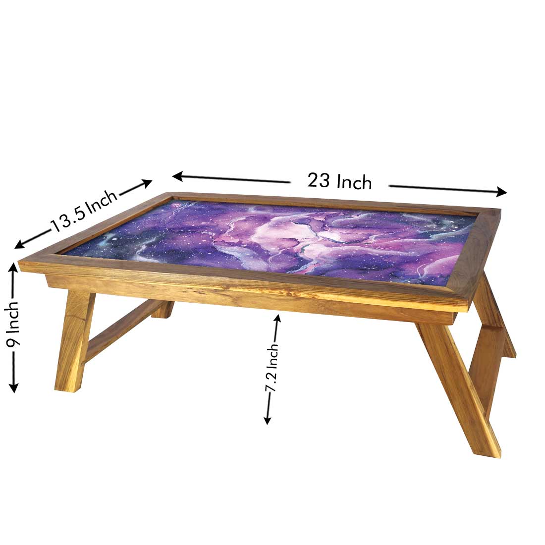 Wooden Eating Tray for Bed Breakfast Table Study Desk - Space Dark Purple - Image 5