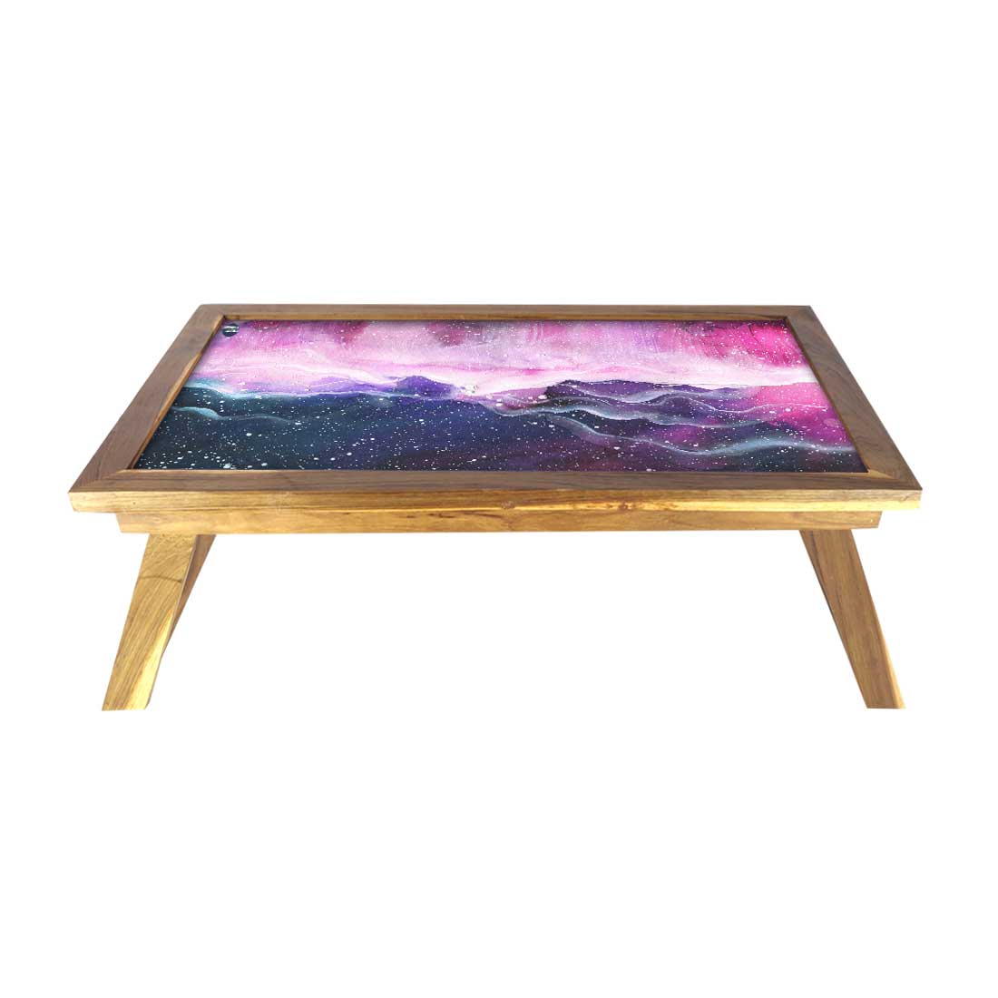 Wooden Laptop Bed Tray Desk for Home Breakfast Table - Space Colorful - Image 2