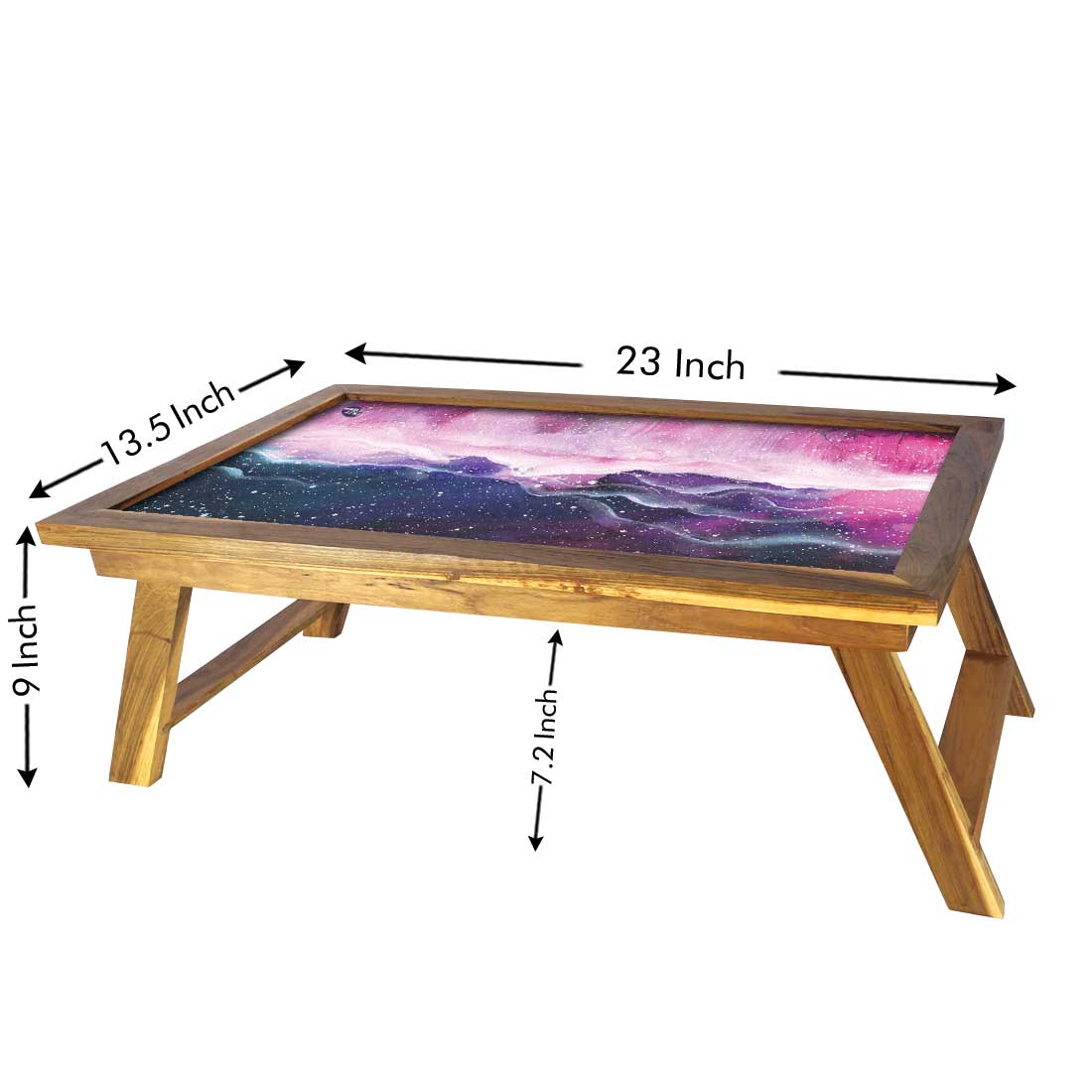Wooden Laptop Bed Tray Desk for Home Breakfast Table - Space Colorful - Image 4