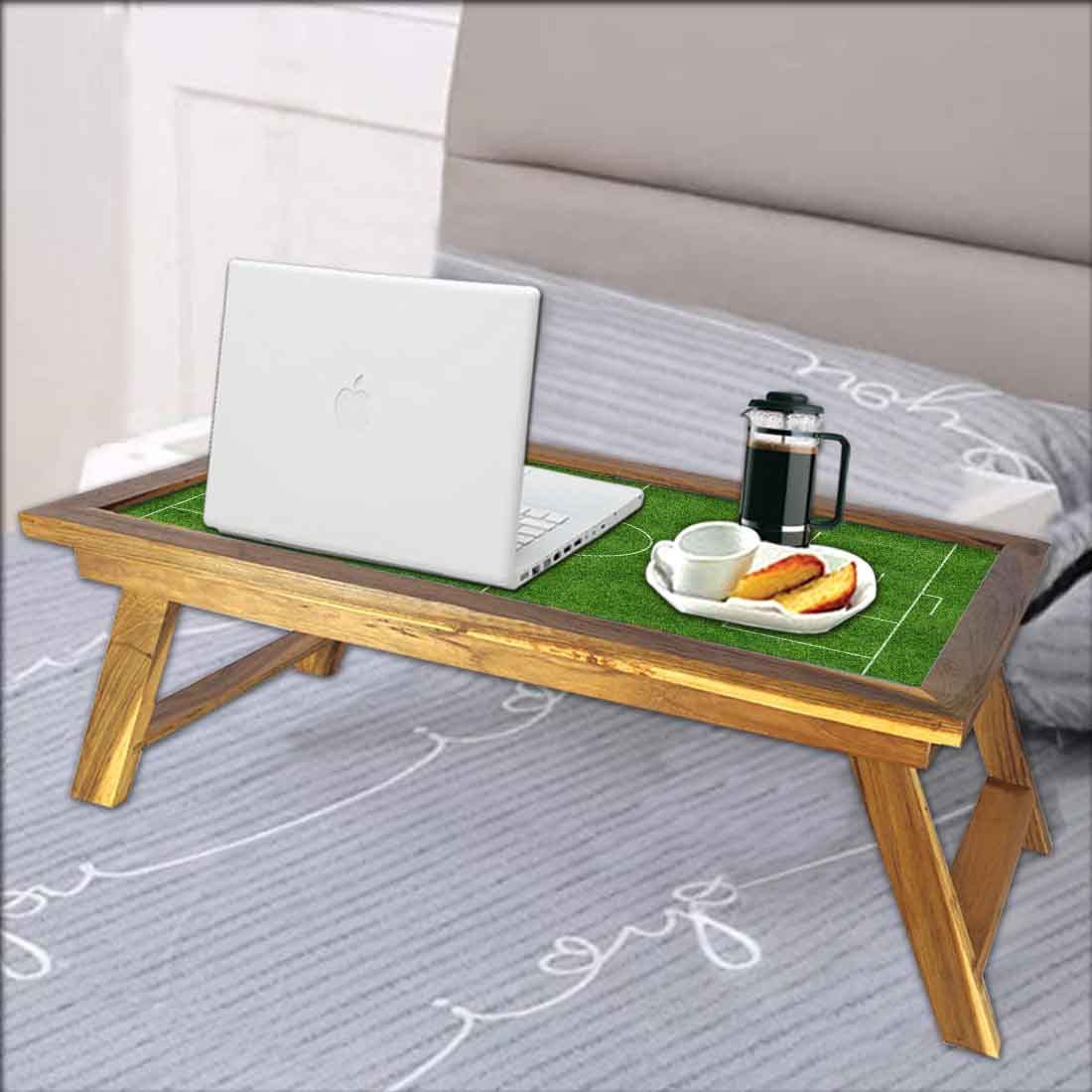 Designer Bed Breakfast Folding Laptop Table for Home - Football Pitch - Image 4