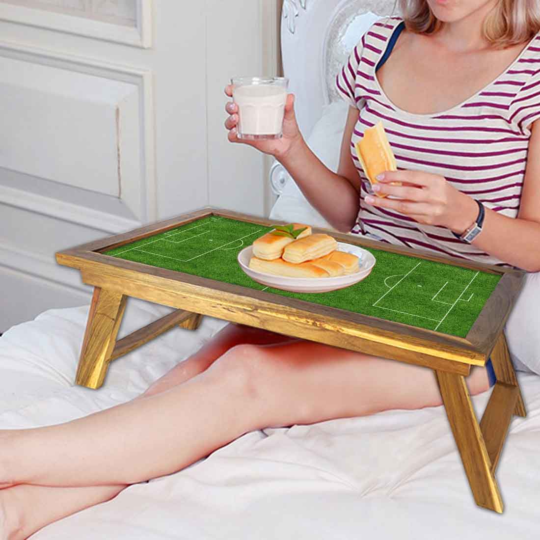 Designer Bed Breakfast Folding Laptop Table for Home - Football Pitch - Image 6