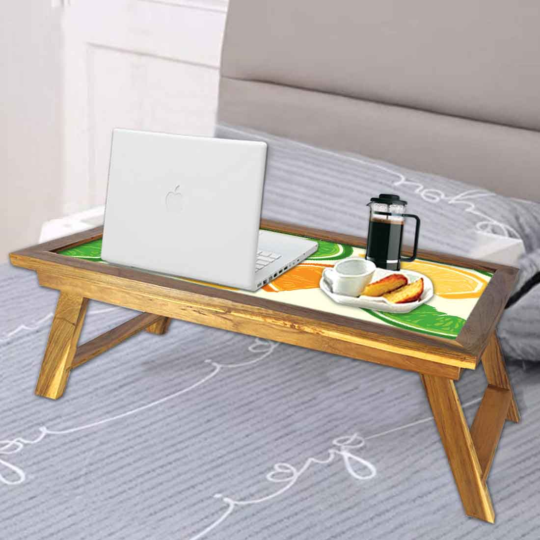 Designer Lapdesk Breakfast Tray Wood Study Desk for Home - Colorful Lemon - Image 4