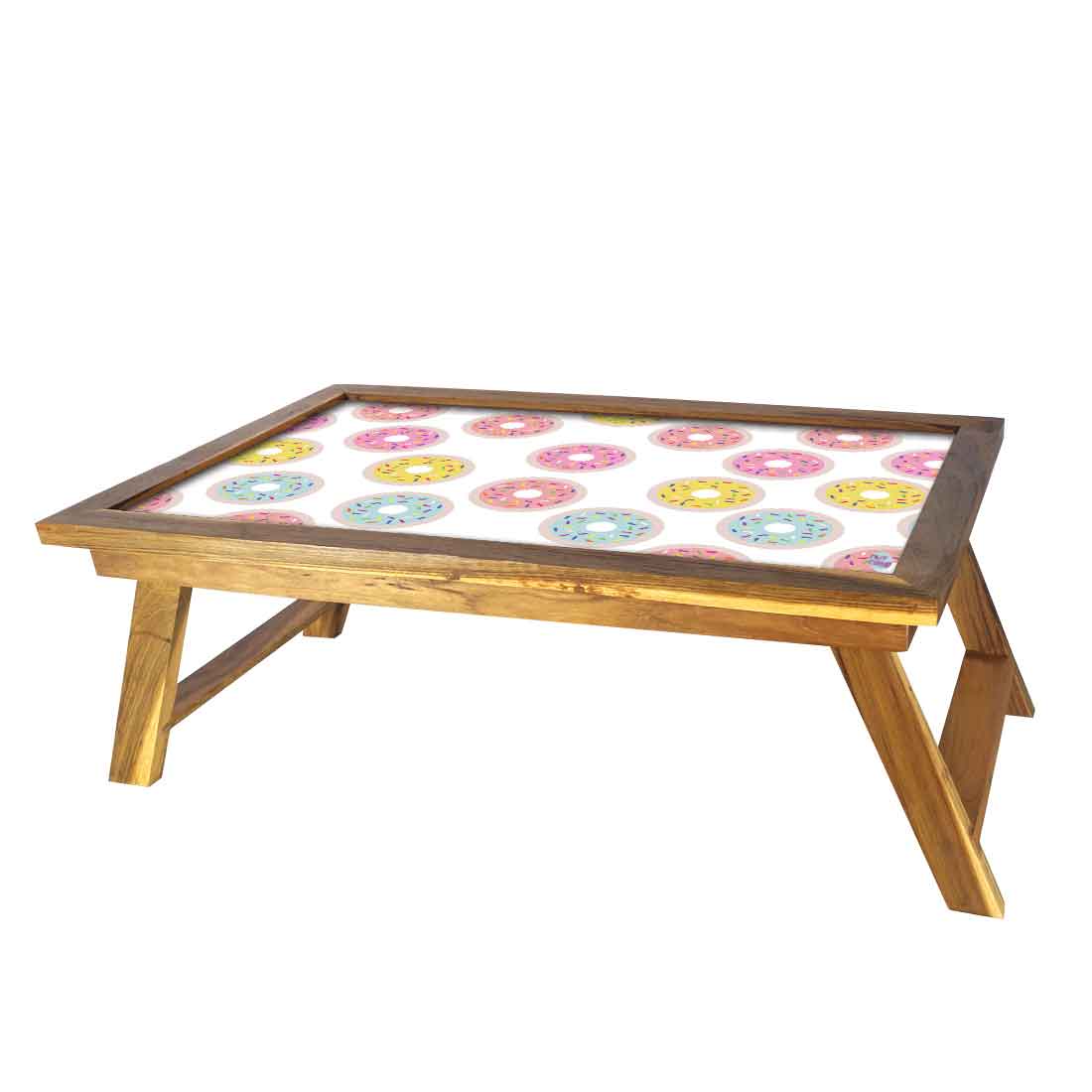 Nutcase Designer Lapdesk Breakfast Bed Table-Foldable Teak Wooden Study Desk - Sweet Doughnut - Image 3