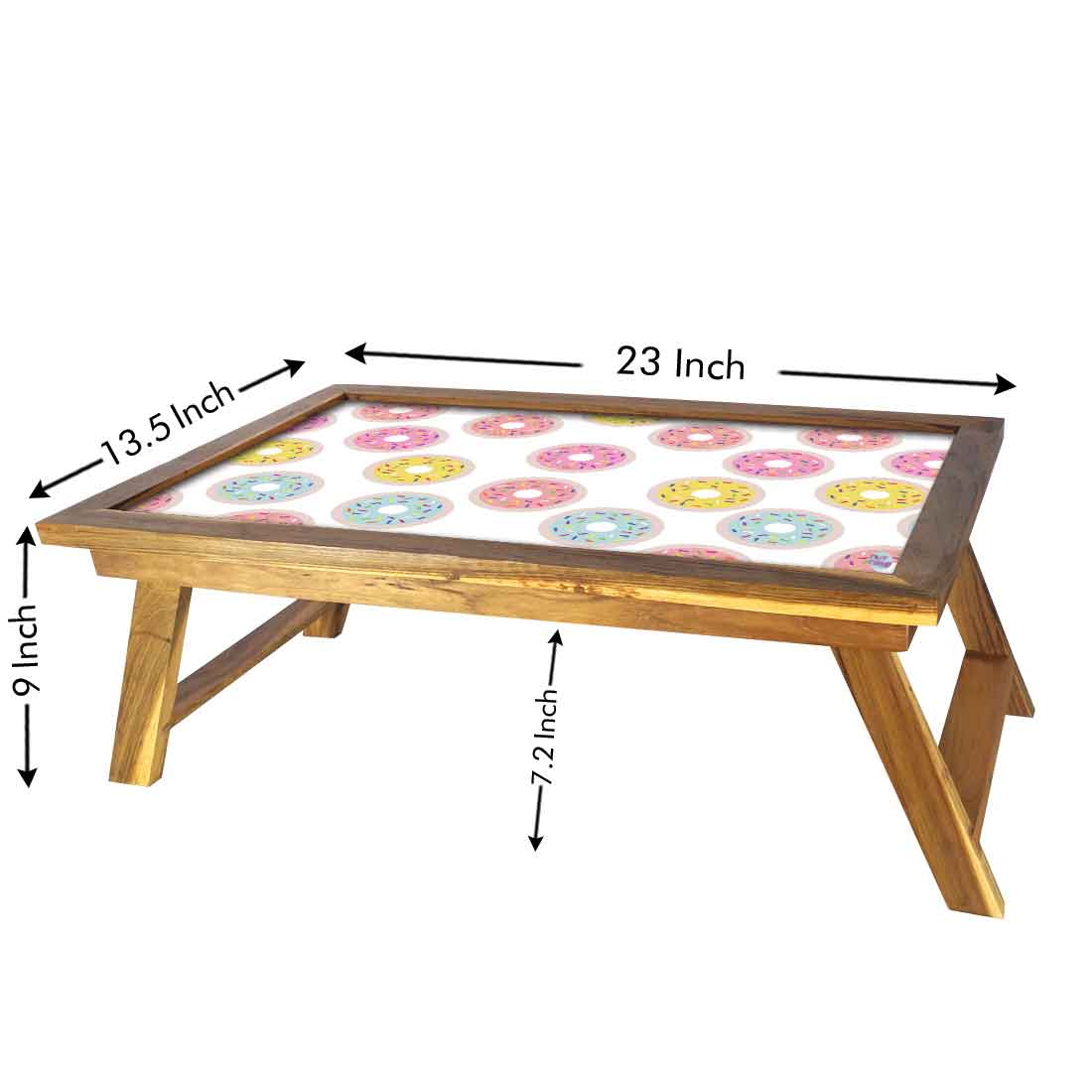 Nutcase Designer Lapdesk Breakfast Bed Table-Foldable Teak Wooden Study Desk - Sweet Doughnut - Image 5