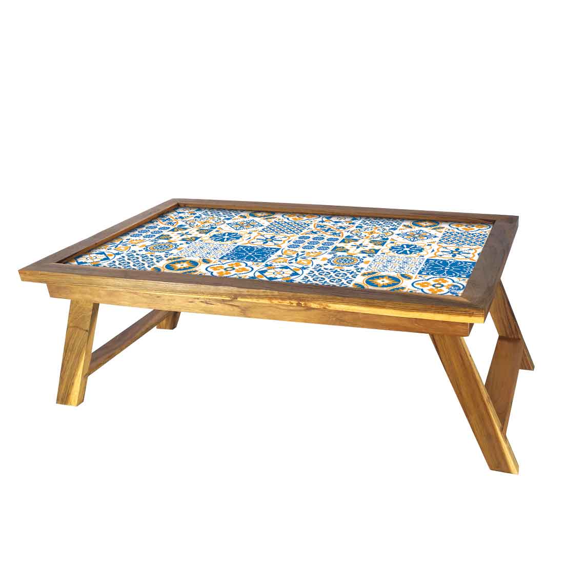 Designer Lapdesk Folding Breakfast in Bed Tray Wooden  - Azulejos Portuguese - Image 3
