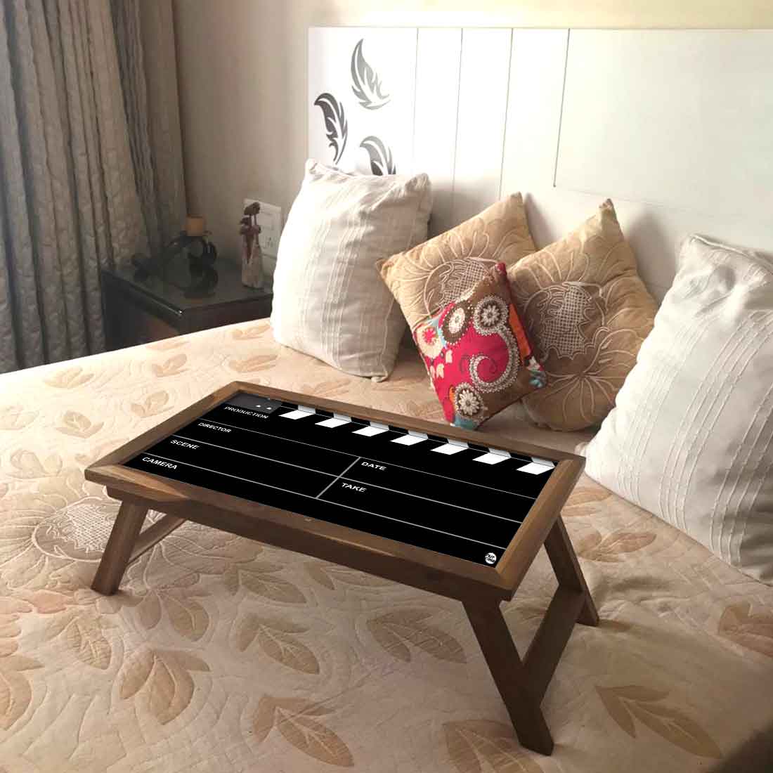 Nutcase Designer Lapdesk Breakfast Bed Table-Foldable Teak Wooden Study Desk - Filmy