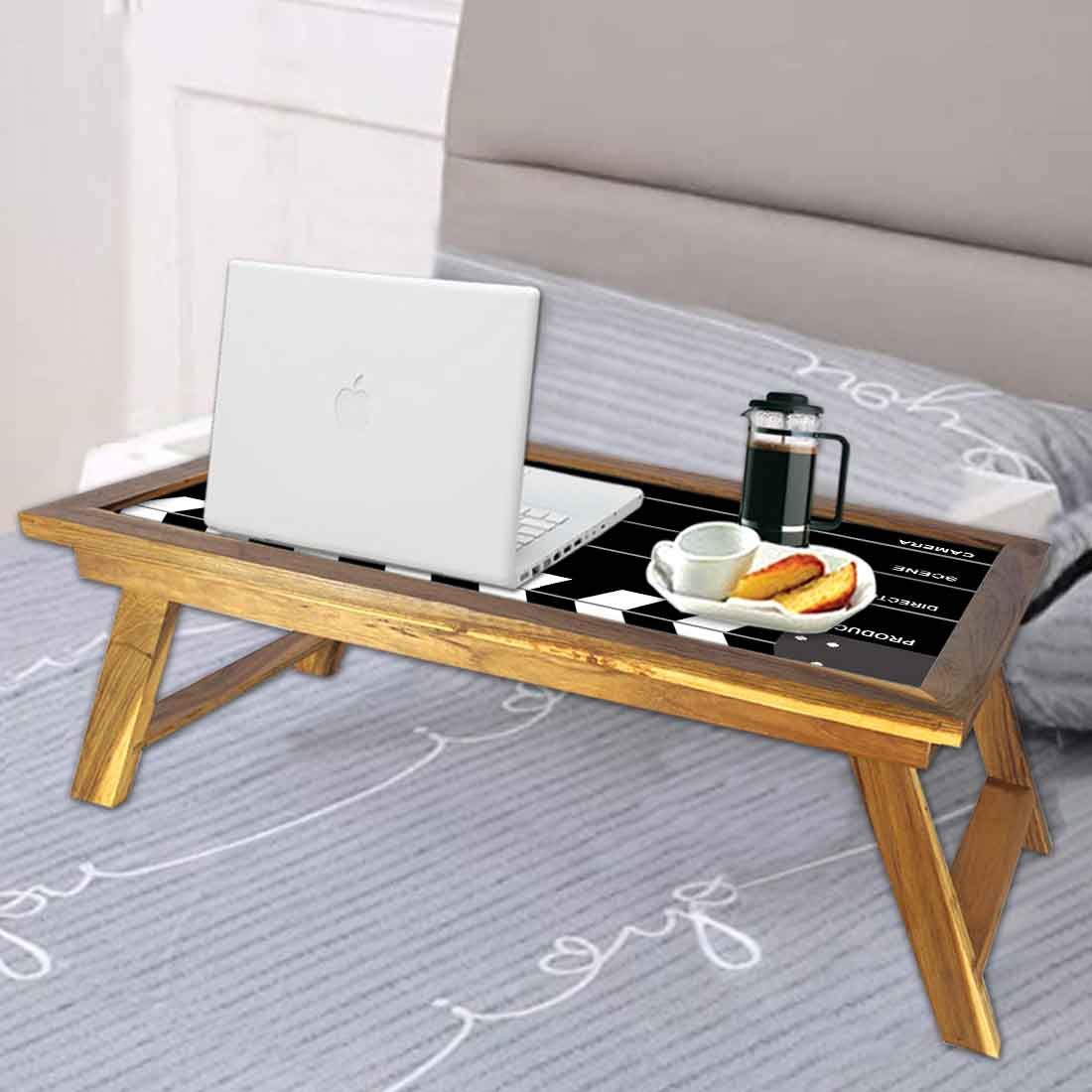 Nutcase Designer Lapdesk Breakfast Bed Table-Foldable Teak Wooden Study Desk - Filmy - Image 4
