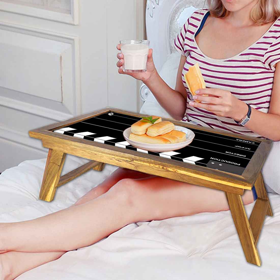 Nutcase Designer Lapdesk Breakfast Bed Table-Foldable Teak Wooden Study Desk - Filmy - Image 6