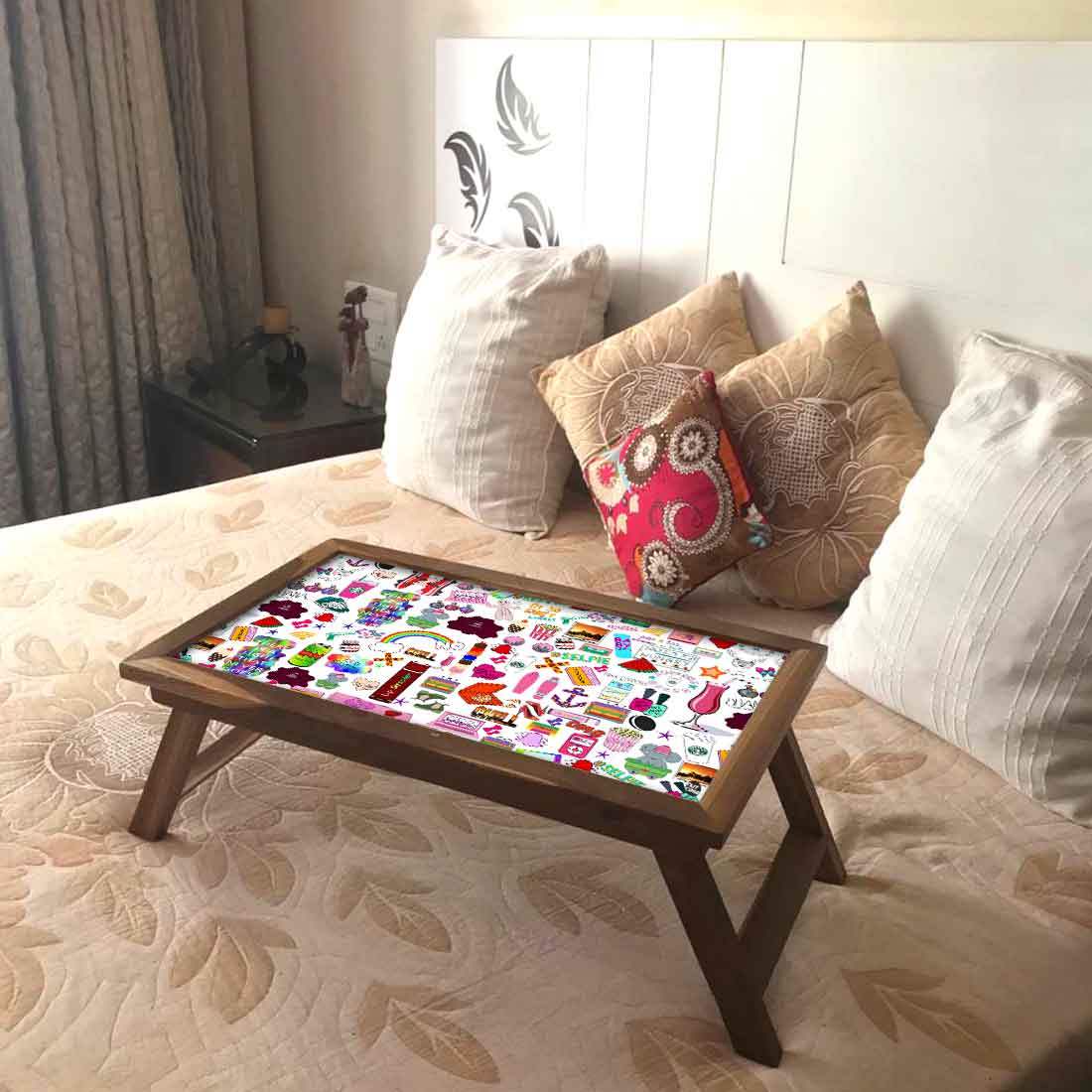 Foldable Wooden Study Desk for Bed Breakfast Tray With Legs - Teen Talk