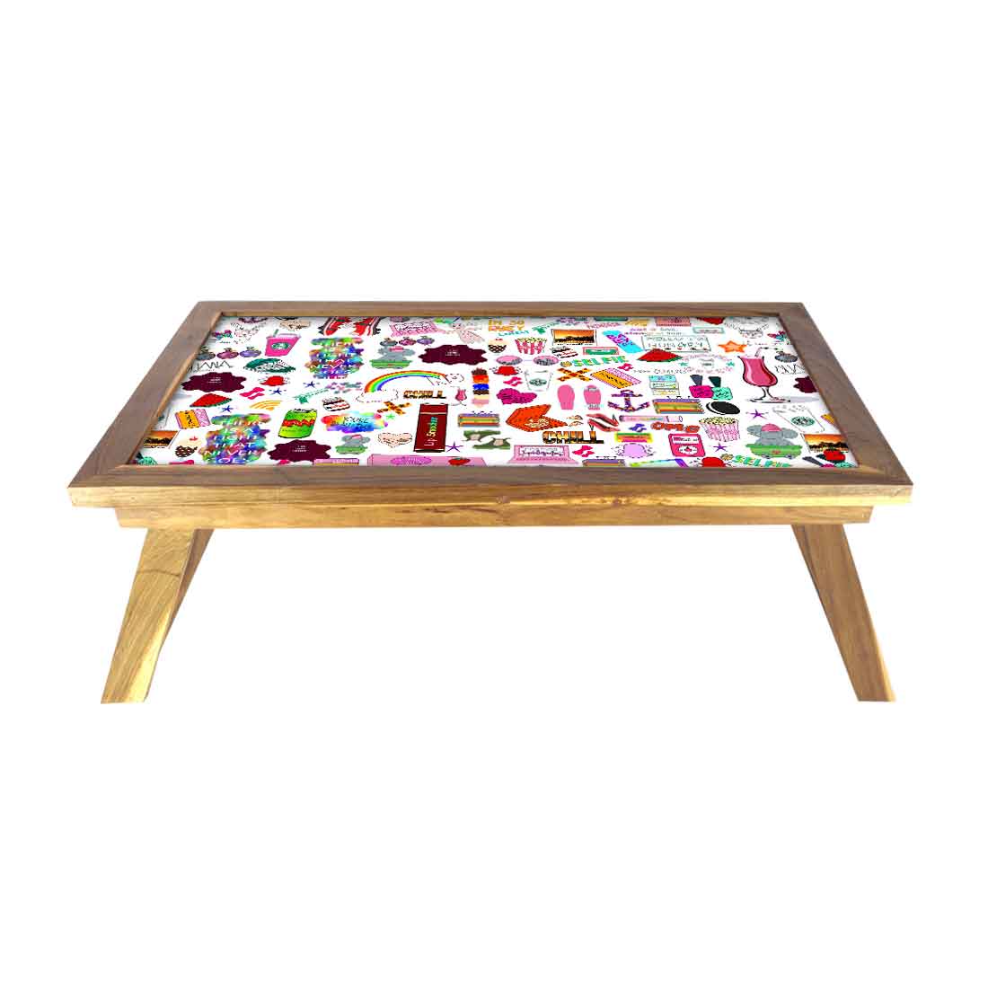 Foldable Wooden Study Desk for Bed Breakfast Tray With Legs - Teen Talk - Image 2