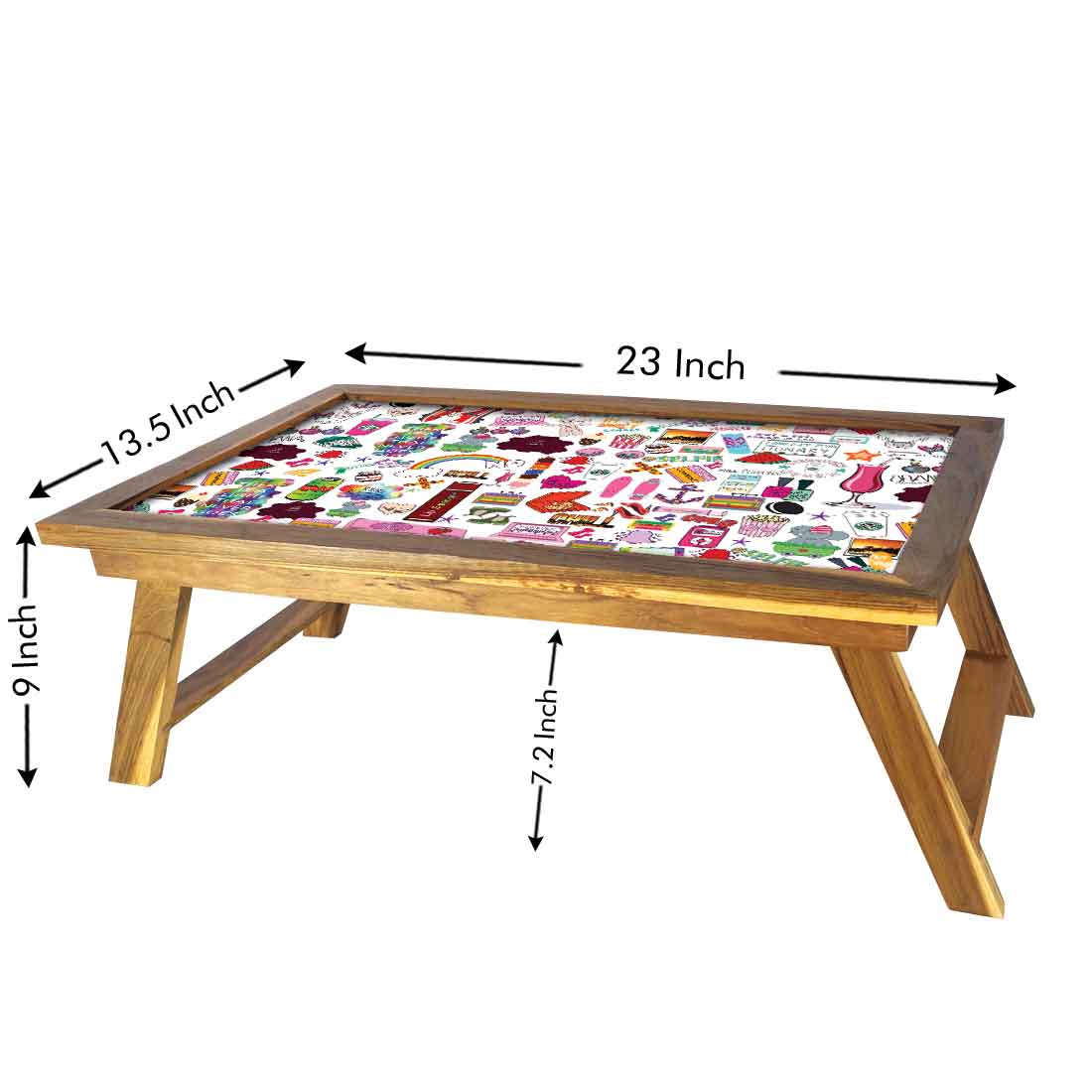 Foldable Wooden Study Desk for Bed Breakfast Tray With Legs - Teen Talk - Image 5