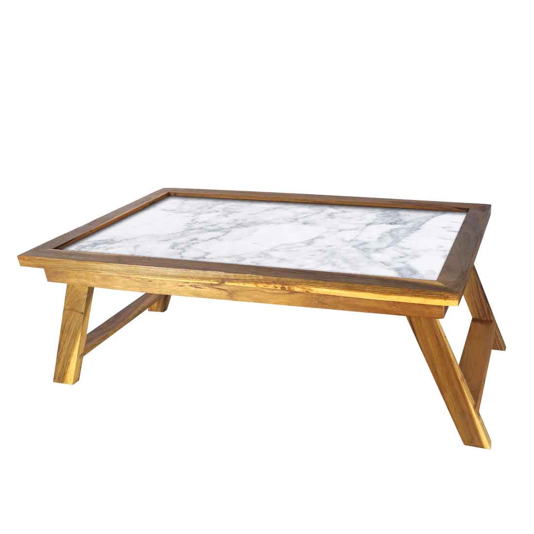 Nutcase Designer Lapdesk Over Bed Breakfast Table Teak Wooden Study Desk - Digital Print NOT Real Marble -White Marble Effect - Image 3