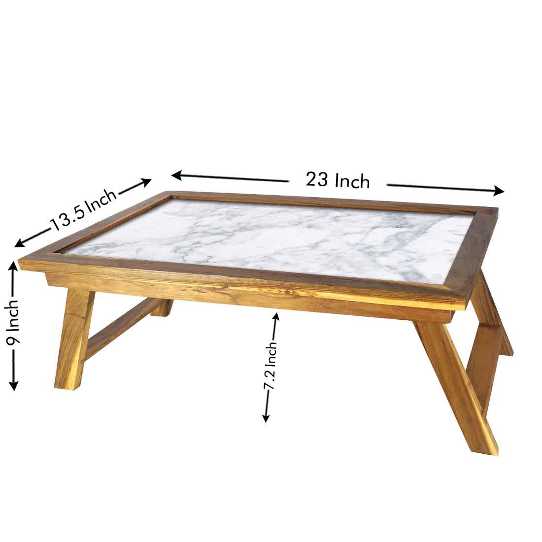 Nutcase Designer Lapdesk Over Bed Breakfast Table Teak Wooden Study Desk - Digital Print NOT Real Marble -White Marble Effect - Image 5